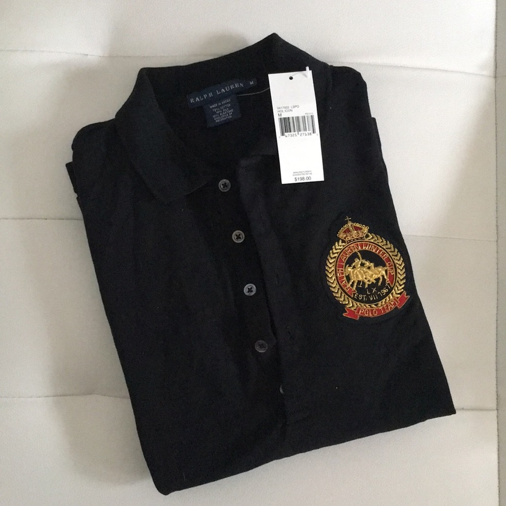 Ralph Lauren gold emblem long sleeves polo shirt